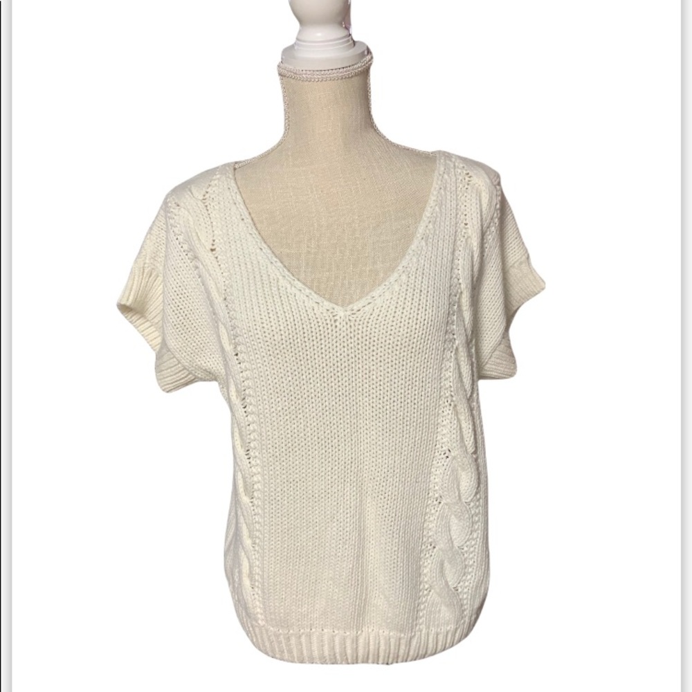 American Eagle Shirt Sleeve Cable Knit sweater in cream